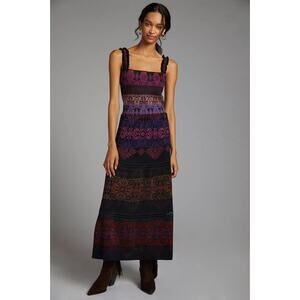 ANTHROPOLOGIE Cecilia Prado Maxi Dress Patchwork Sundress Knit Sweater